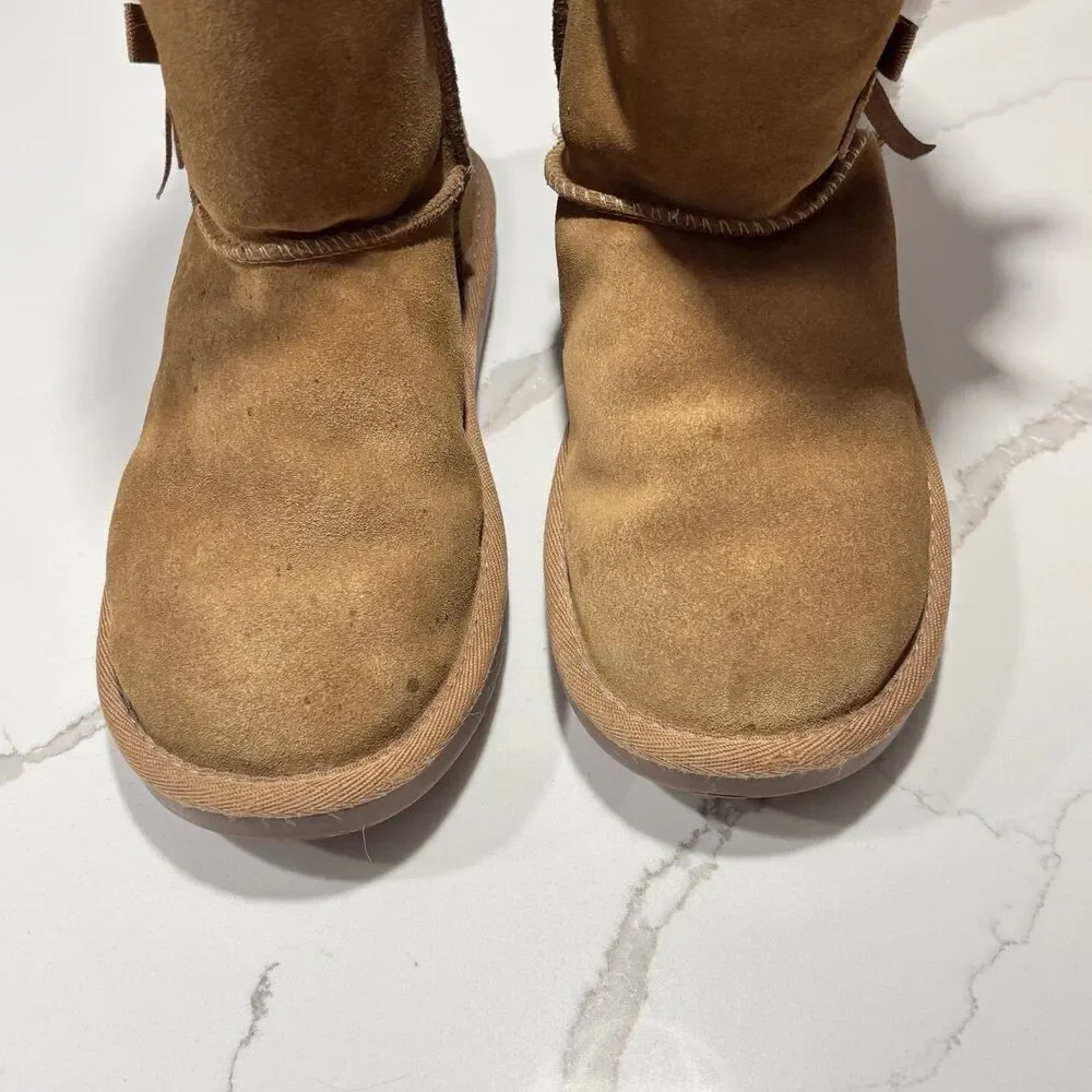 Koolaburra Ugg Little Girls Brown Winter Leather Shearling Boots 1020171 Size 1